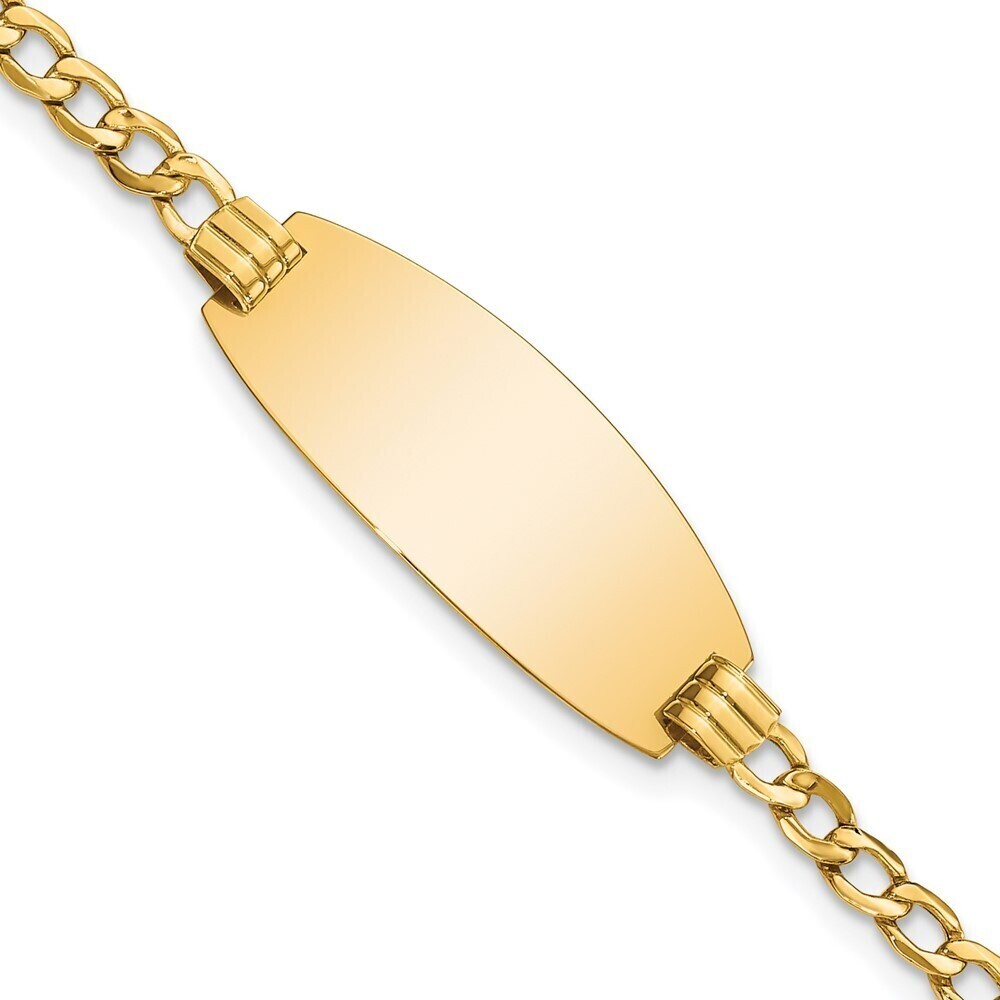 14k Yellow Gold Semi-solid Oval Curb Id Bracelet